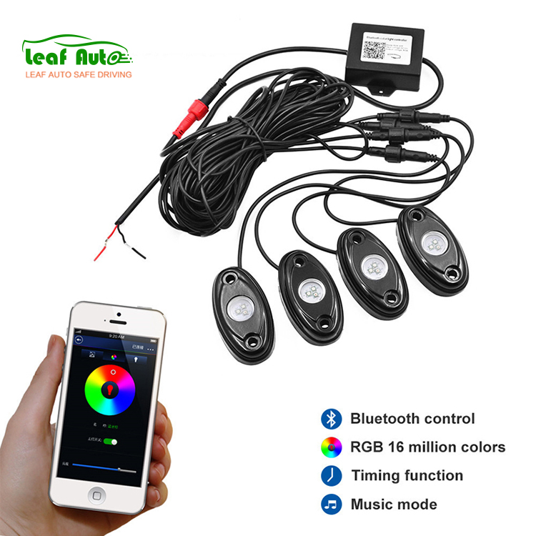 4 RGB LED подсветки для авто с Bluetooth