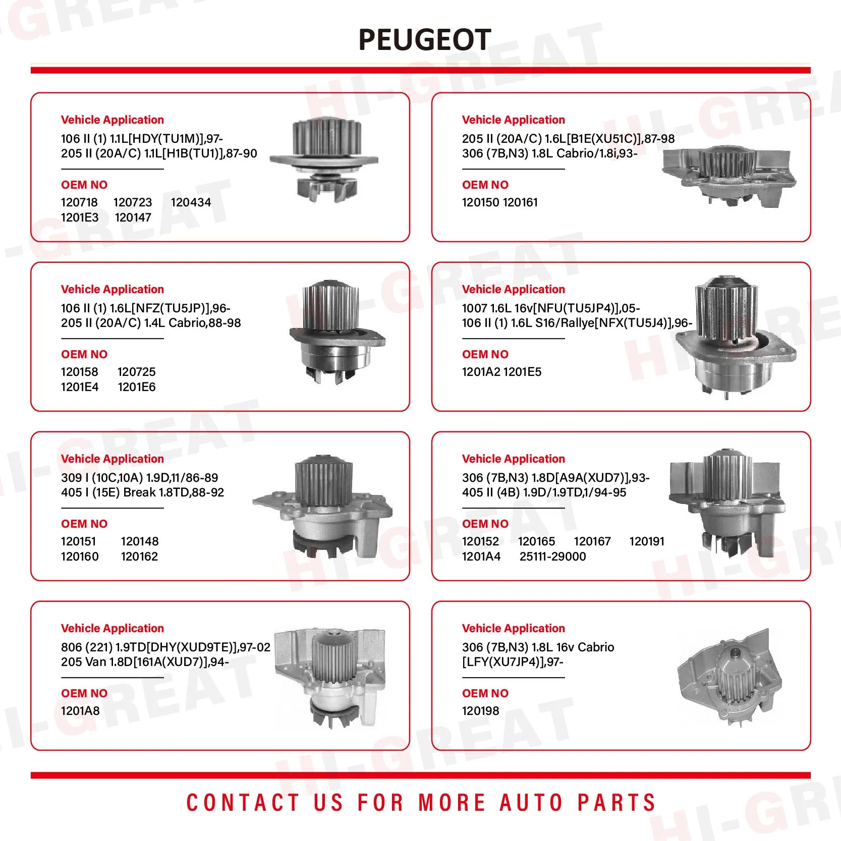 Автомобильный водяной насос для Hyundai, Toyota, Mitsubishi, Chevrolet, Nissan