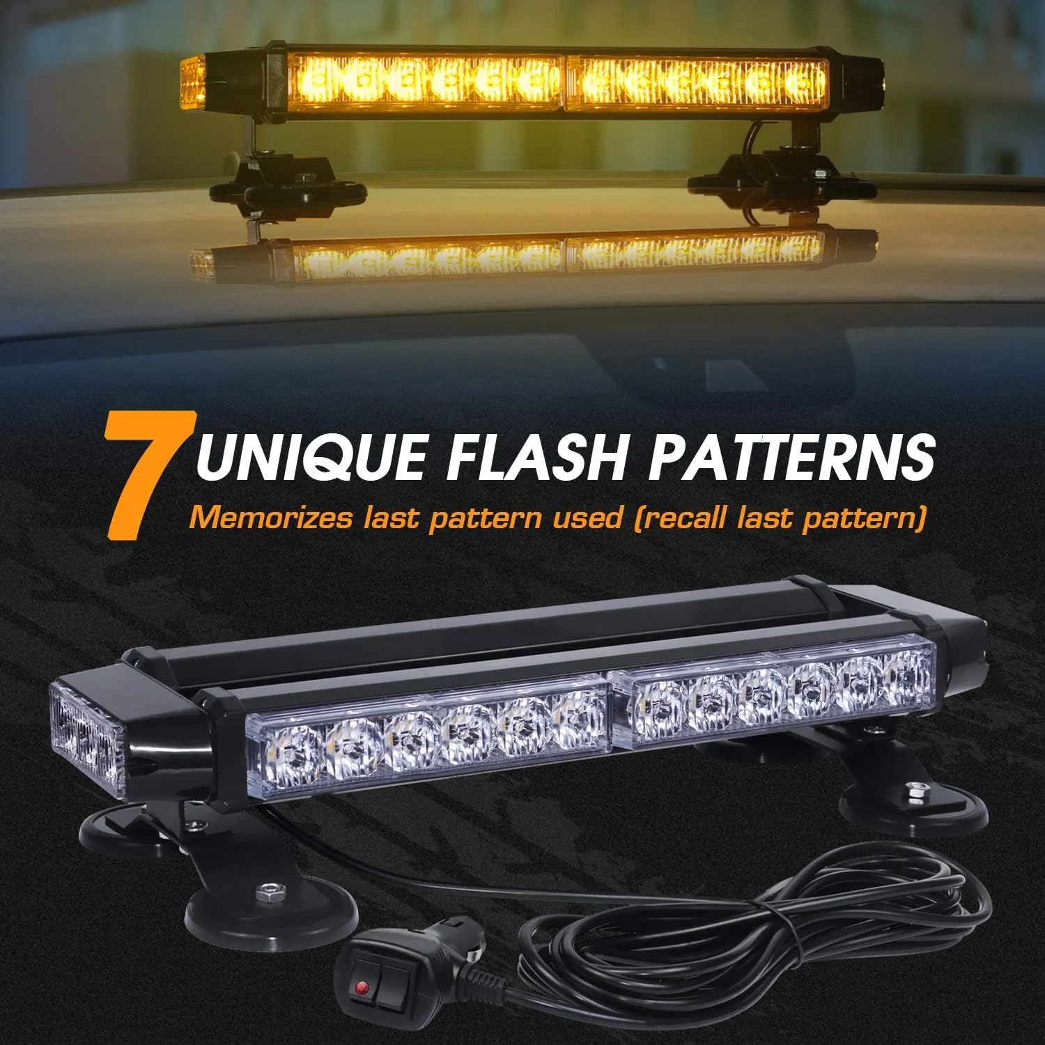 Ghf 4X4 LED Double Side Amber Strobe Flashing Light for Car Trailer Roof Safety