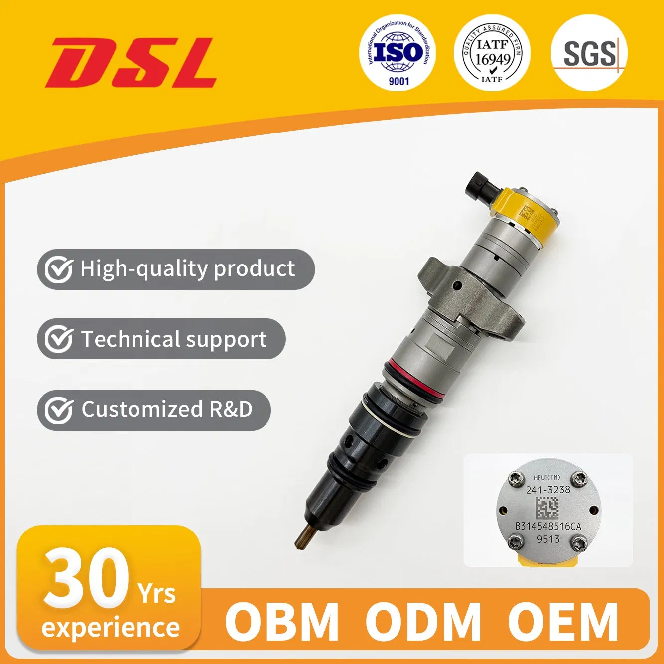 High-Quality 241-3238 Heui Diesel Fuel Injector 2413238 Suitable for C7 Engine