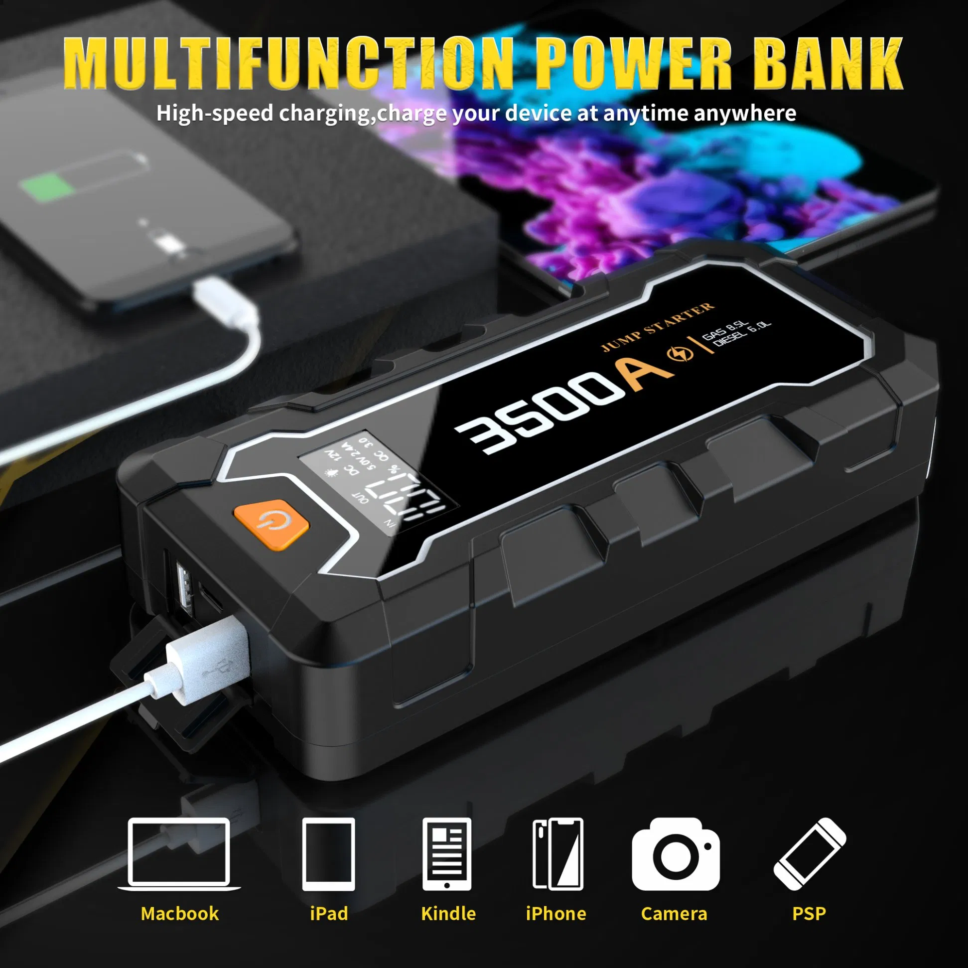 12V Engine Battery Booster Power Bank Peak Current 2000A Car Jump Starter