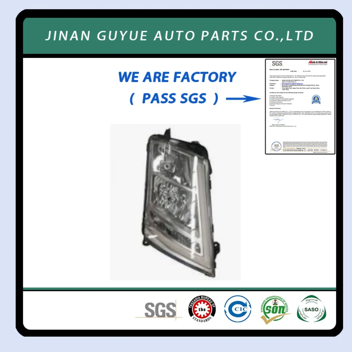 Head Lamp Used in Truck Spare Parts Hino International Freightliner Isuzu Ford Actros Mack Kw