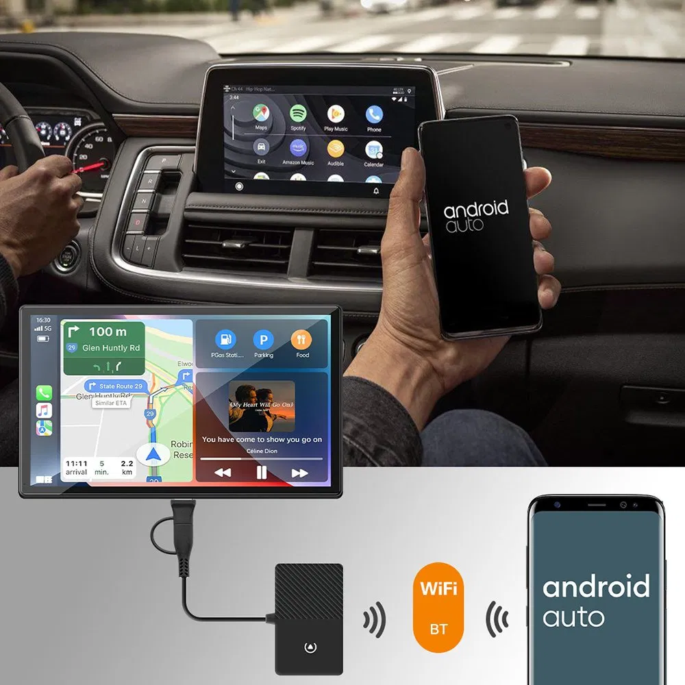 Car Accessory A1 Carplay Android Auto 2 in 1 Wireless Adapter USB-a + Type-C Wired to Wireless Dongle for iPhone / Android