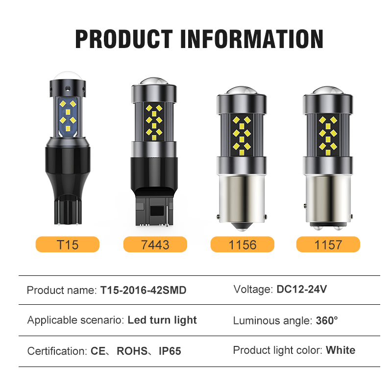 Сверхяркая светодиодная лампа BKR для авто T15 7443