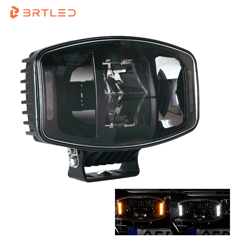 Круглая светодиодная фара Brtled 9 дюймов, белый и желтый свет