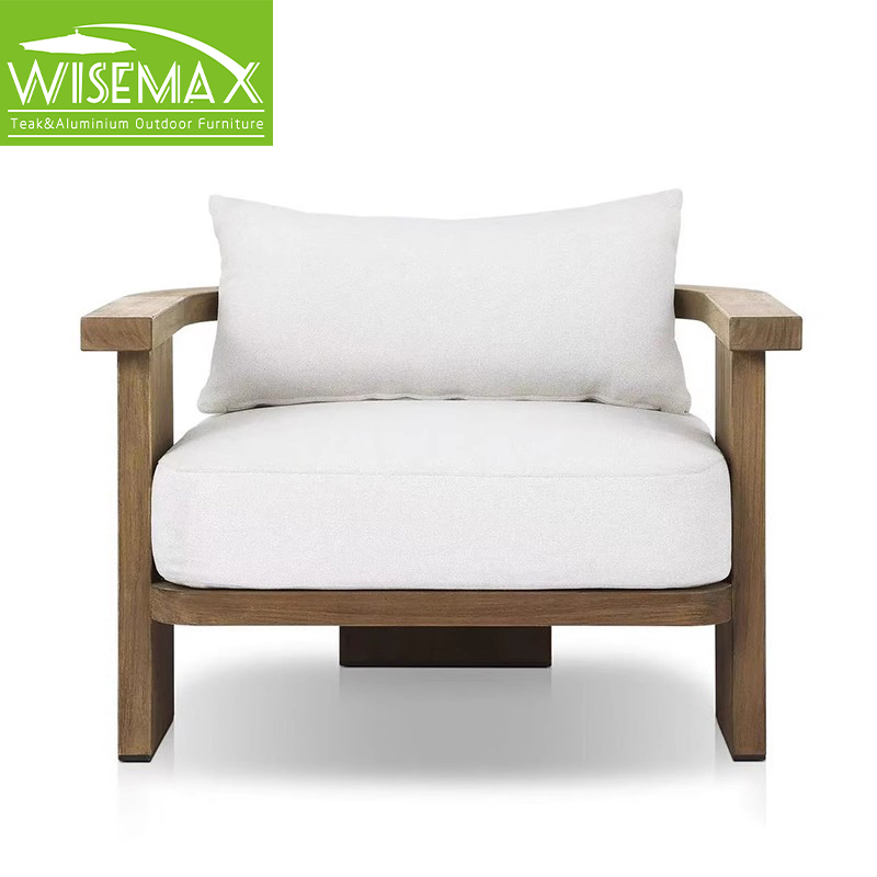 WISEMAX уличный модульный диван из цельного тикового дерева с водонепроницаемыми подушками, 3-местный