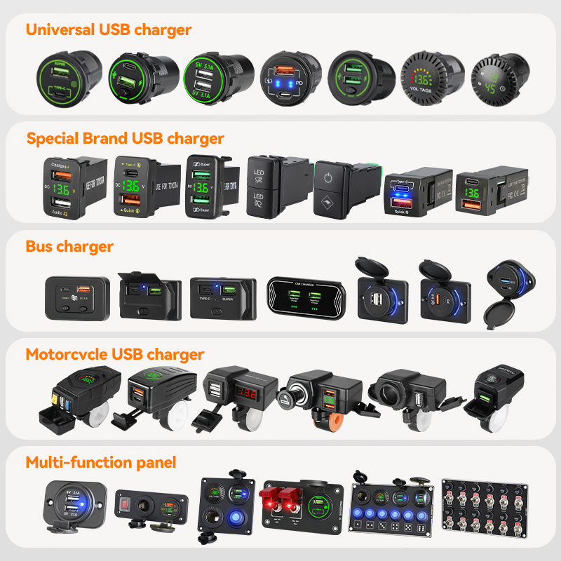 USB-зарядка для мотоцикла с дисплеем напряжения 12V/24V