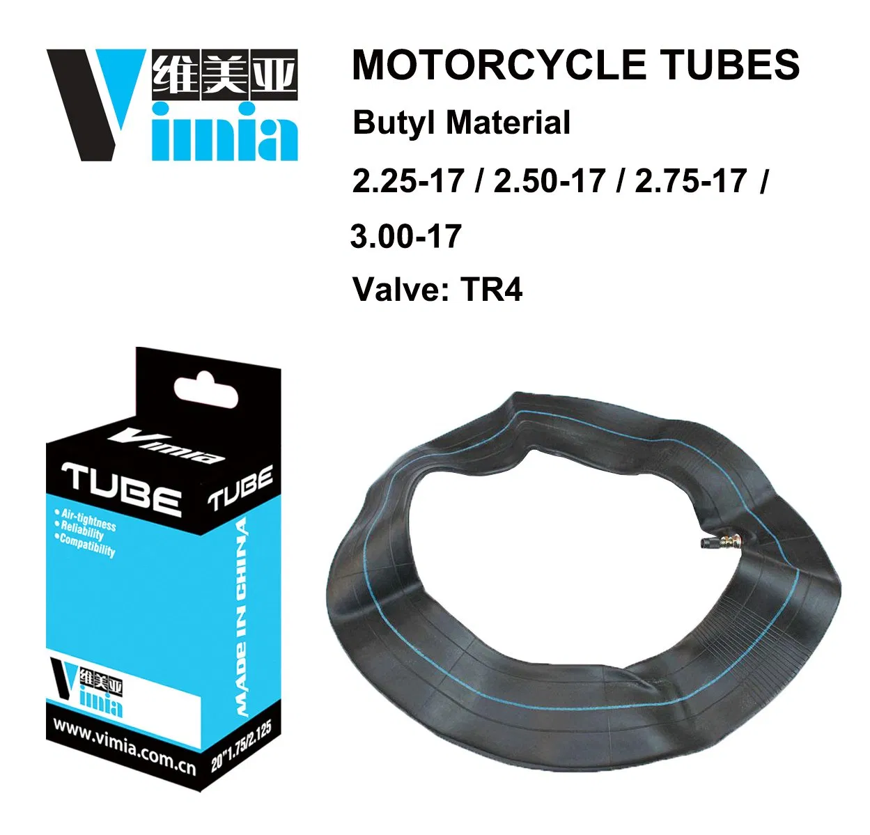 Камера мотоциклетная 2.75-17, TR4, бутиловая