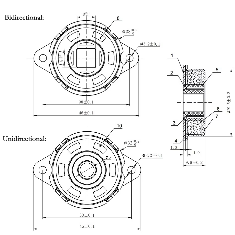 Da33A Metal Rotary Dampers Disk Stainless Steel Soft Close Unidirectional Hydraulic Damper Hinge