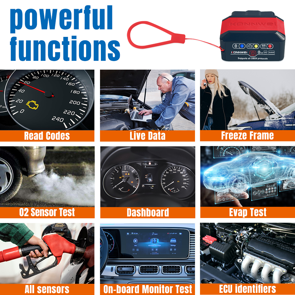 Универсальный автомобильный сканер OBD2 Konnwei KW905 для Android и iOS