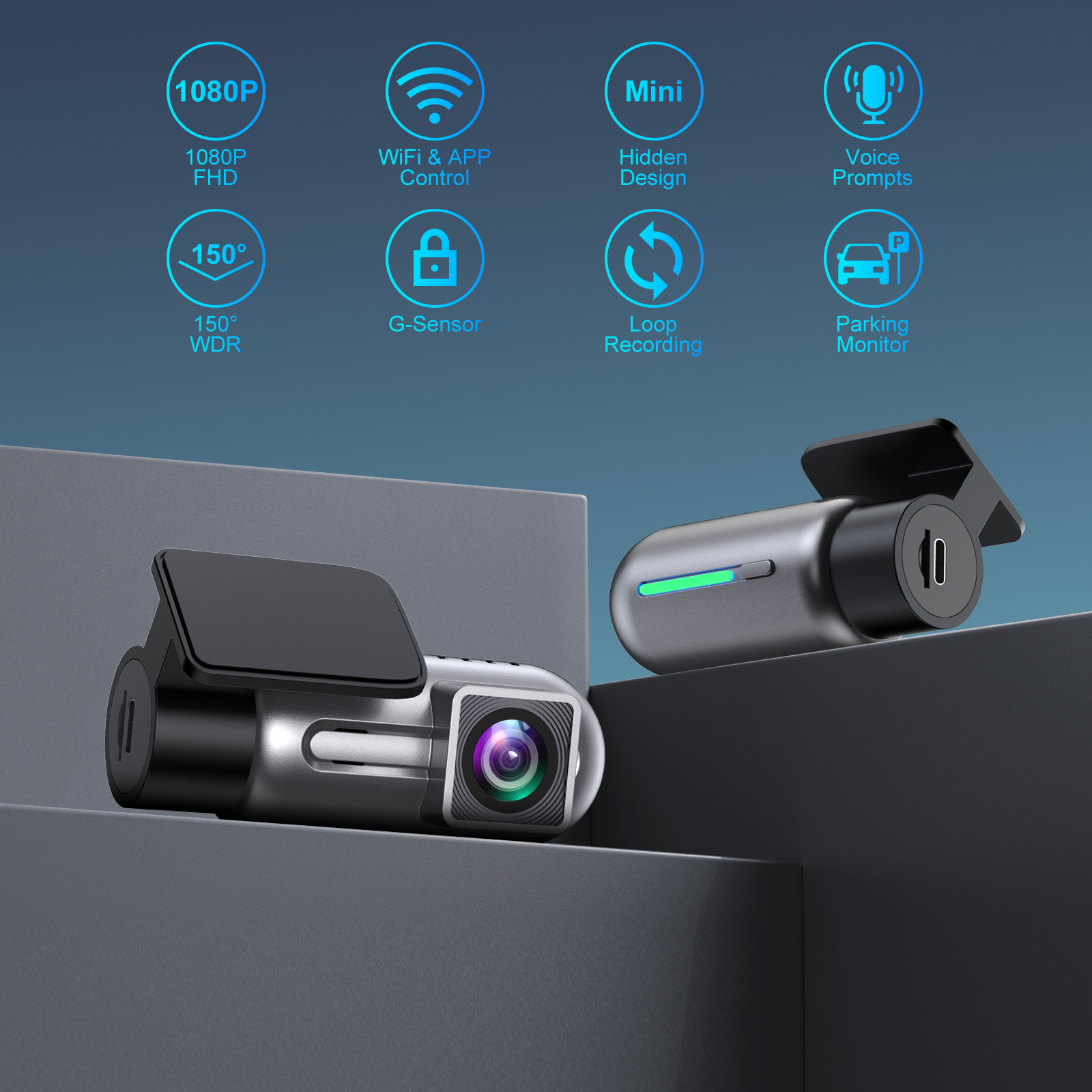 Автомобильный Wi-Fi видеорегистратор FHD 1080P с ночным видением