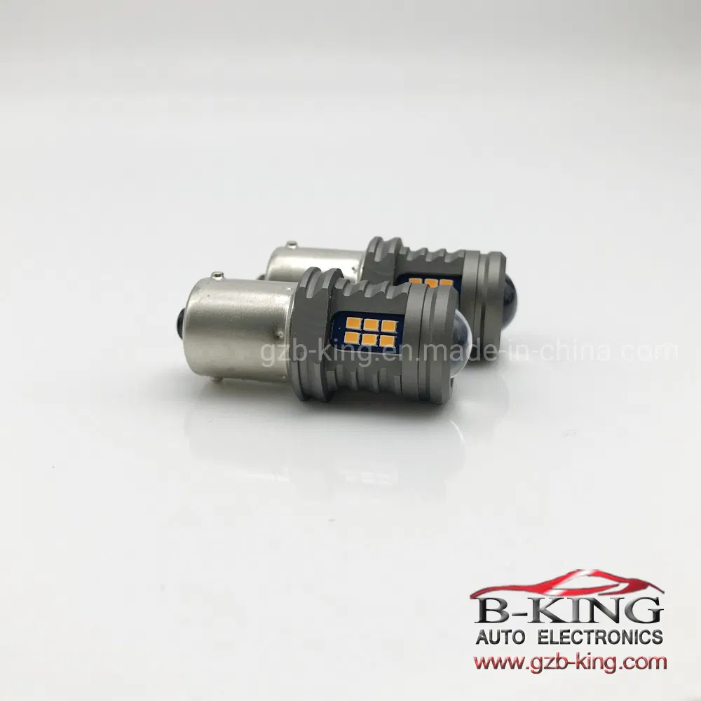 Светодиодная лампа 1156 BA15S для поворотников, янтарная