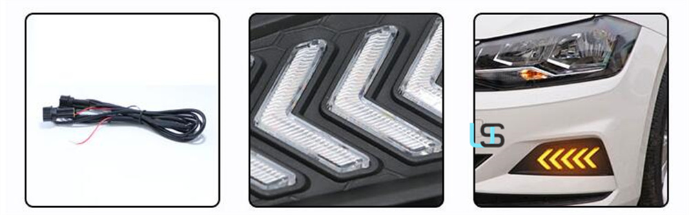 Противотуманные фары LED DRL для Volkswagen Polo 2019-2021