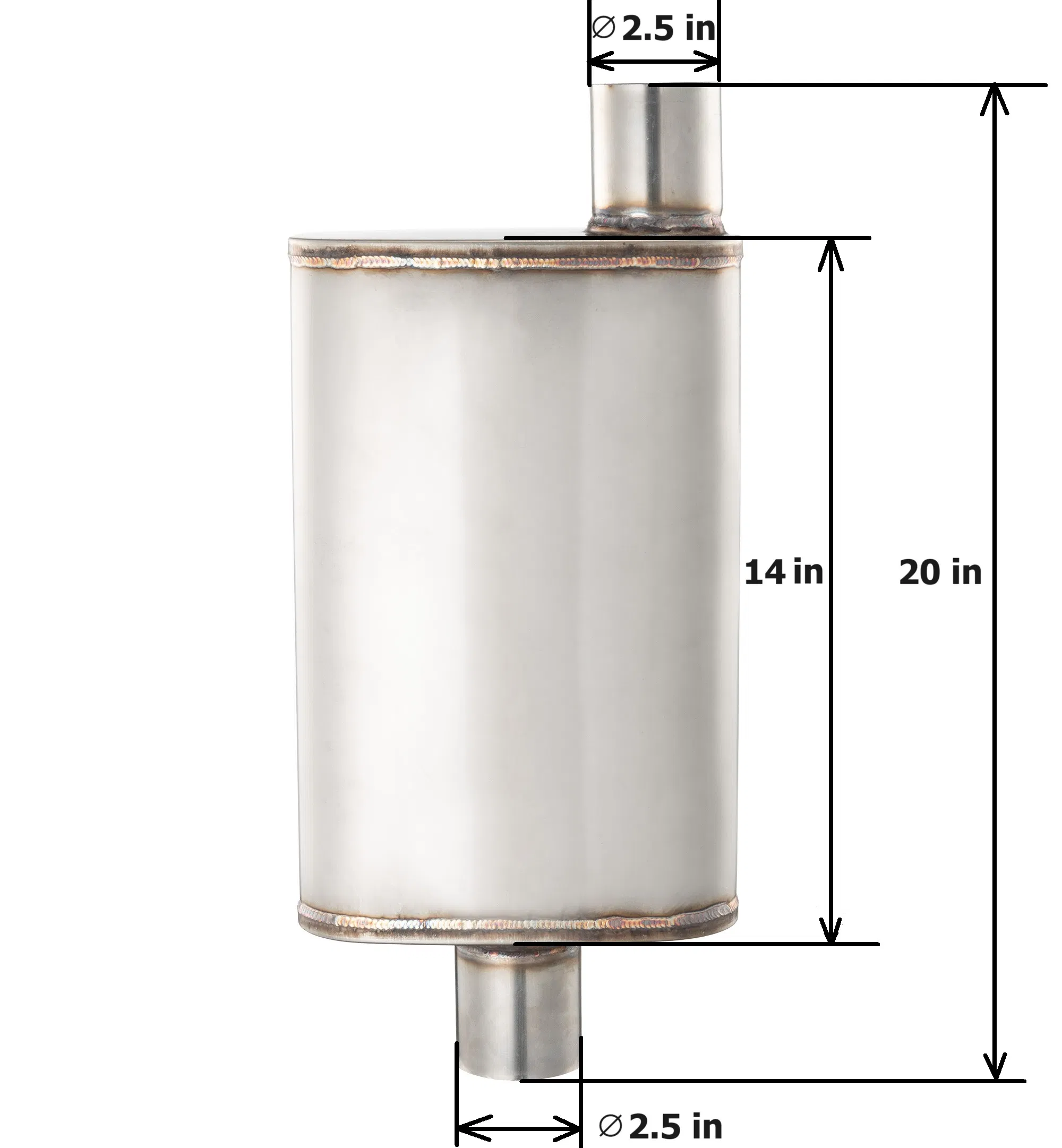 Глушитель стальной 2.5 дюйма MAX-569599 с офсетным входом