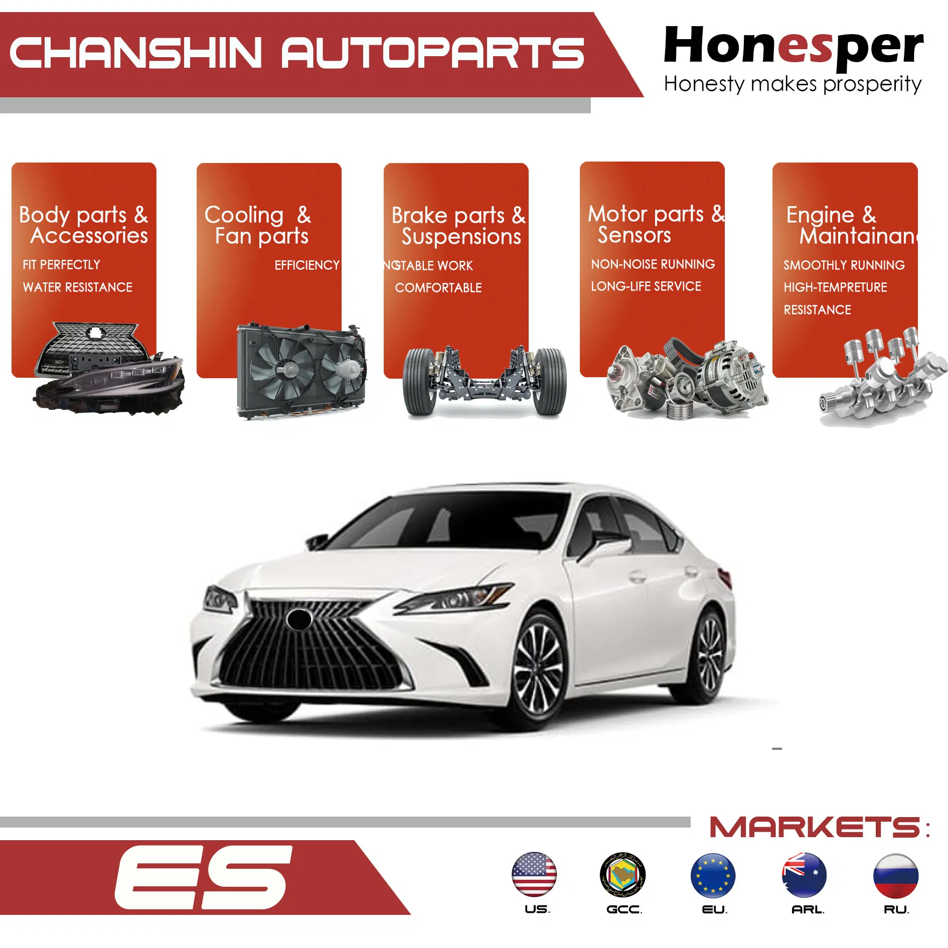 Wholesale Auto Parts Car Accessories Front Grill Grille Chrome Replacement for Lx Es350 Es300h F-Sport 2018-2024 53101-33720