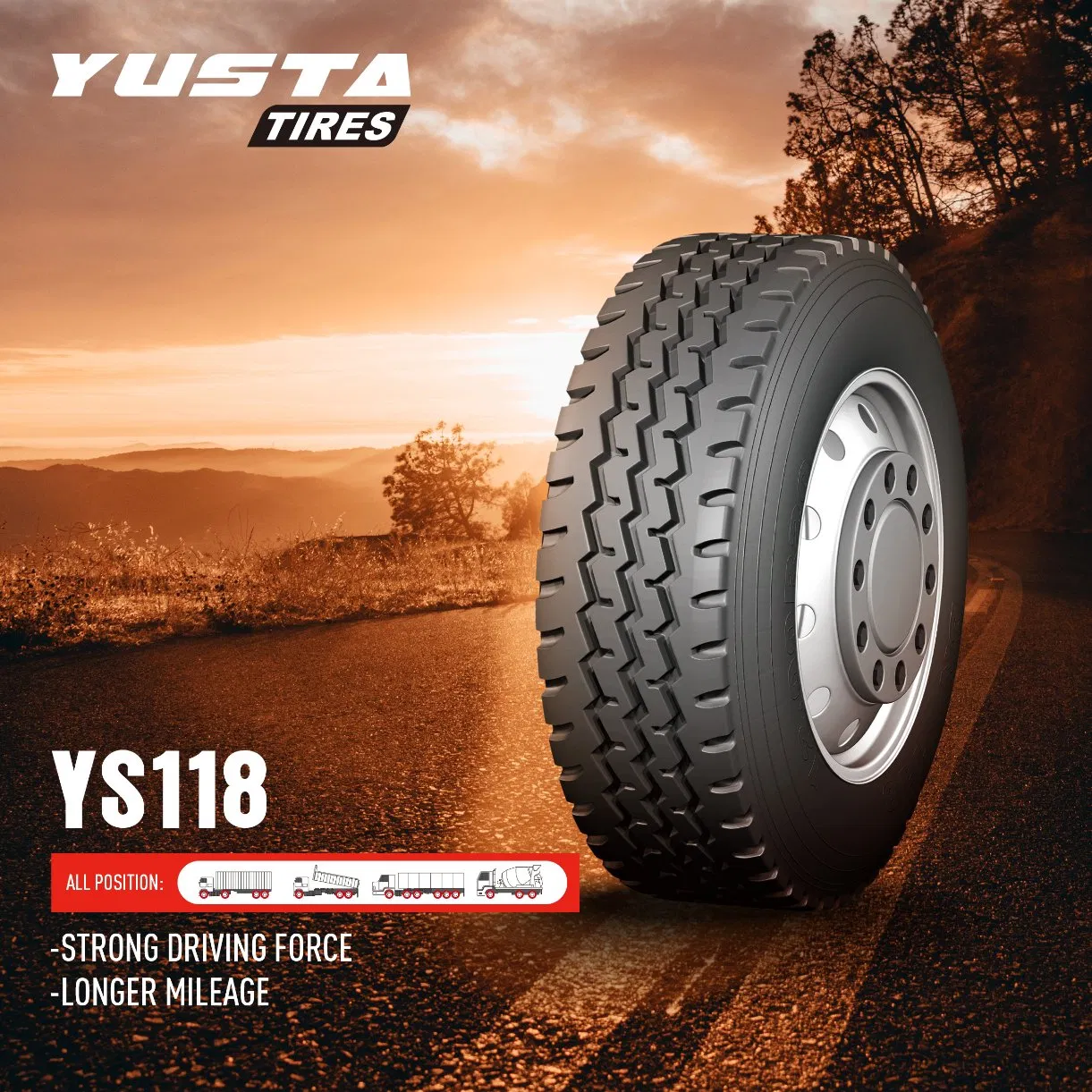 11r22.5 Yusta Brand China Truck Tire for Bus All Position Tire/Load Capcity Tire/Mixed Pavement/Mining/TBR Truck Tire for Bus Tire