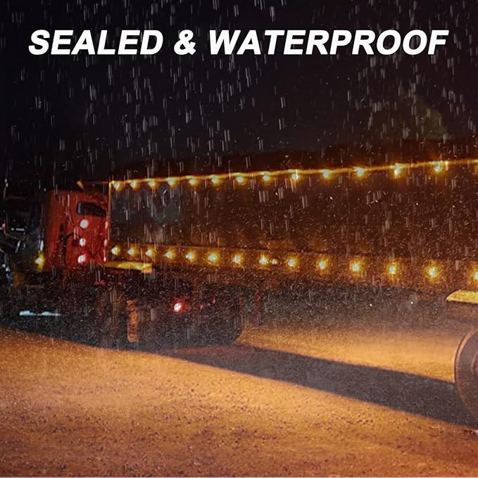 3/4 Inch Round LED Trailer Side Marker Clearance Lights Amber 3 Wires LED Marker Light