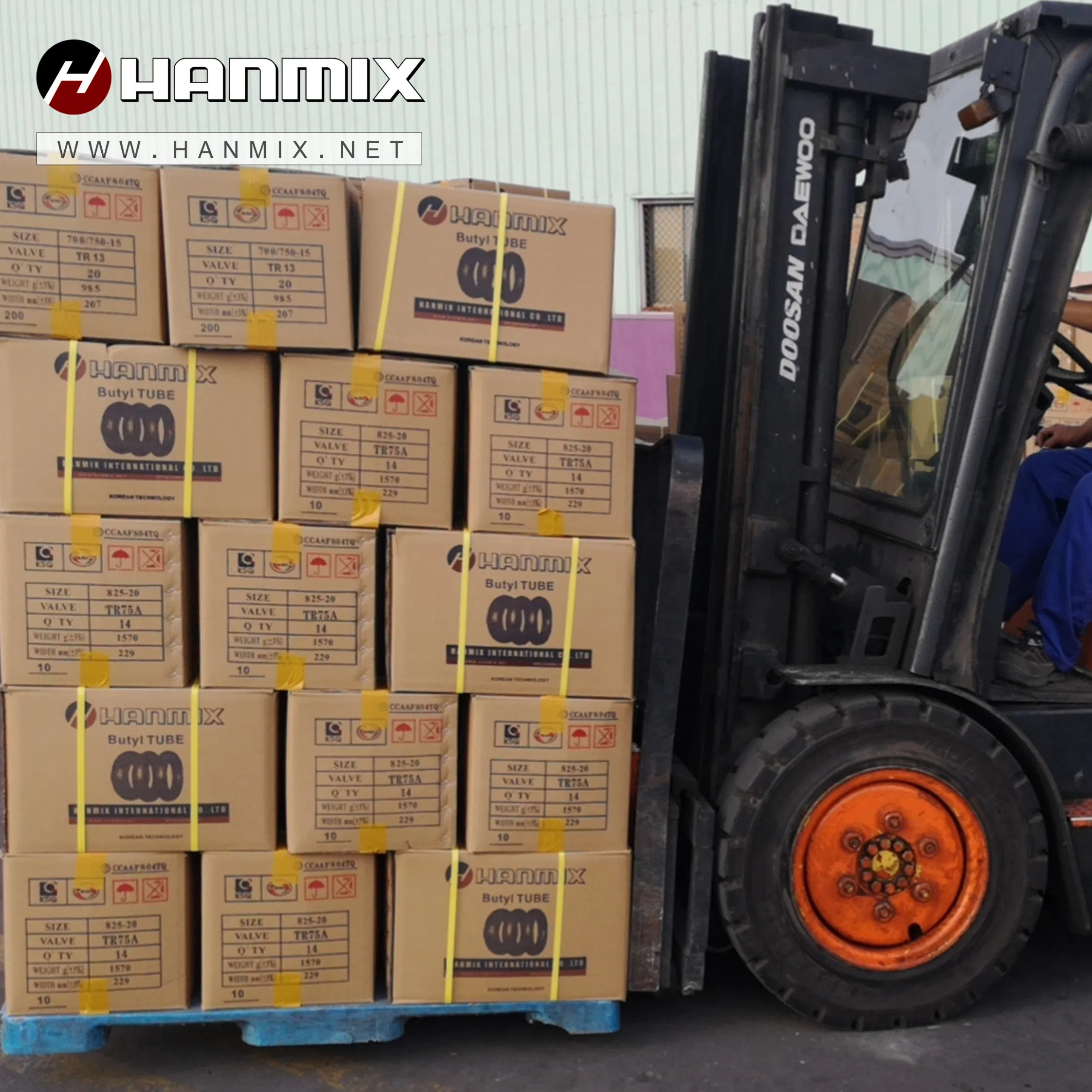 Hanmix Truck Tire Car Tyre Tube LTR Korean Technology Natural Rubber Tube 700/750-15, 700/750-16, 825-16, 900/1000-20 Butyl Inner Tube
