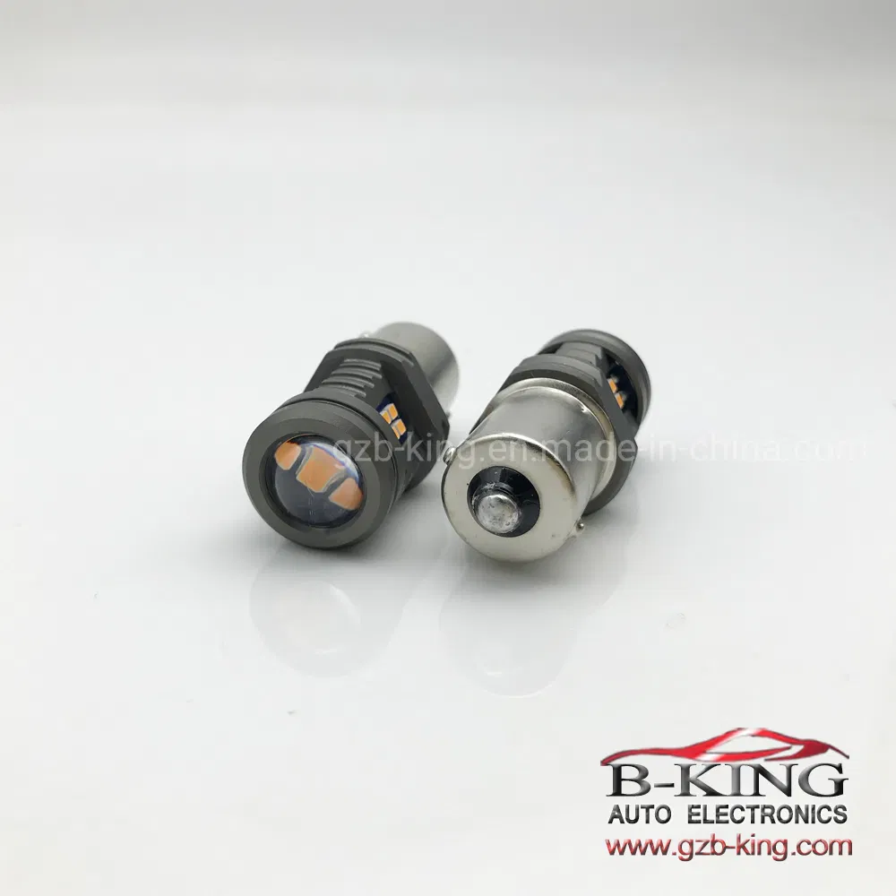 Светодиодная лампа 1156 BA15S для поворотников, янтарная