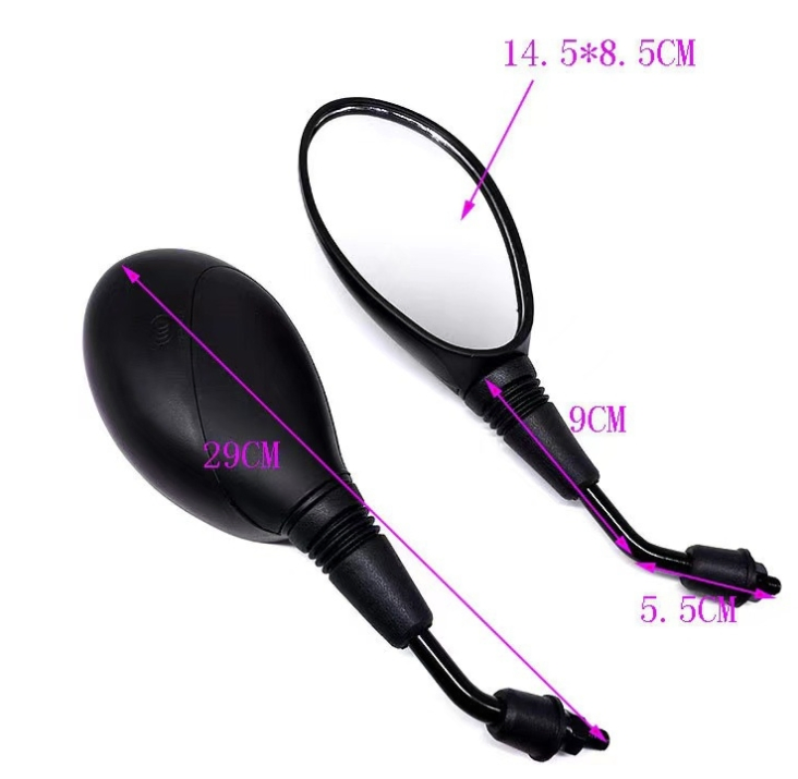 Motorcycle Emarked Mirror Plastic M8 Black