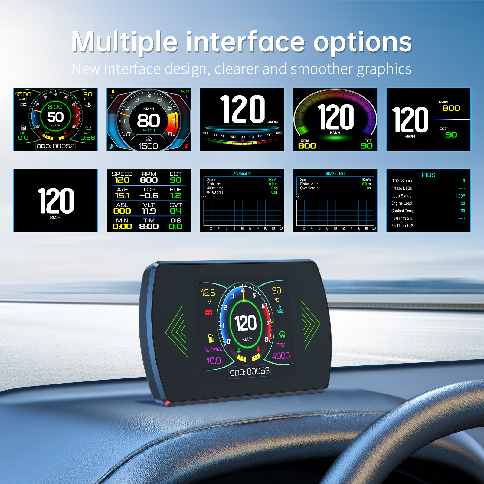 HUD P12 – автомобильный диагностический сканер OBD2 с проекцией на лобовое стекло