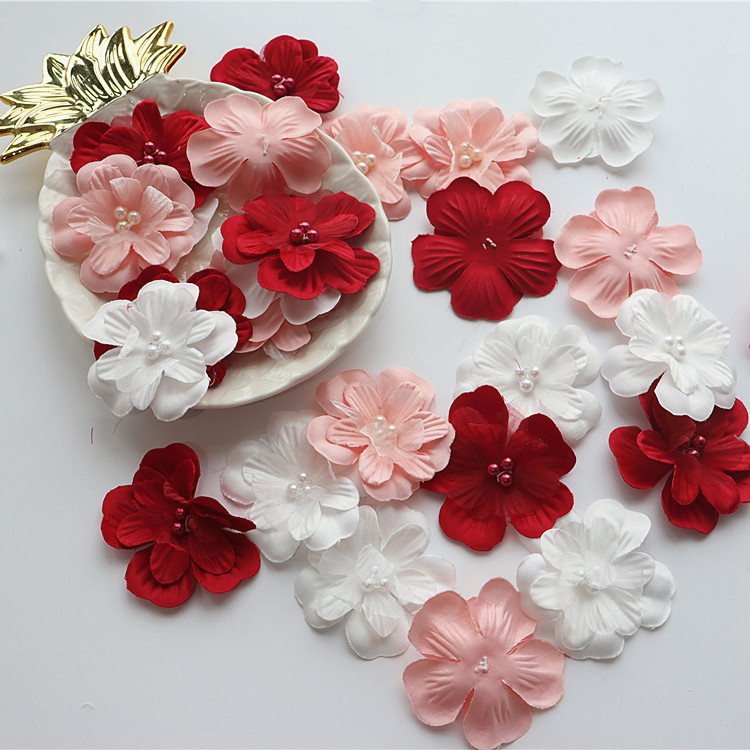 Three-Layer 3D Beaded Lace Flower Accessories