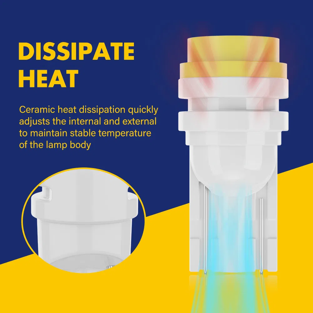 Светодиодная лампа T10 7 цветов для авто, водонепроницаемая