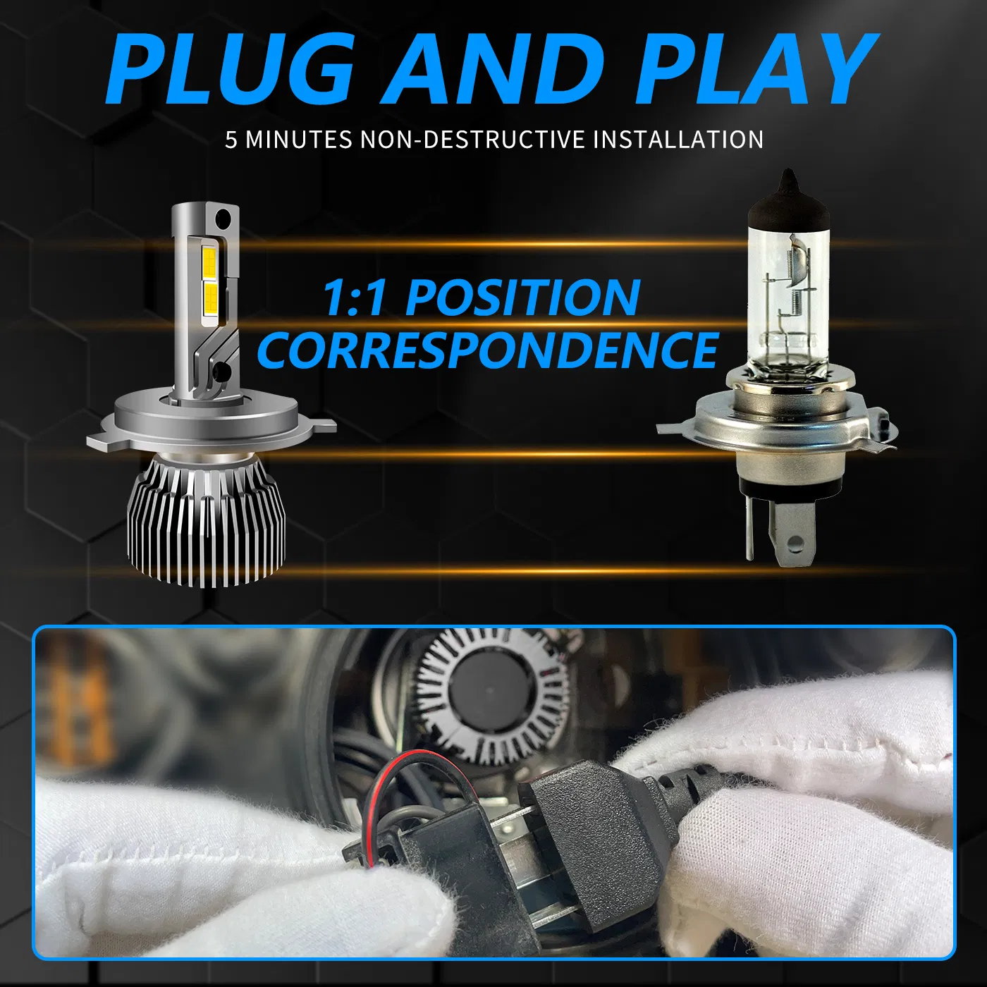 Светодиодная лампа H7 H11 9005 H4 140W для авто