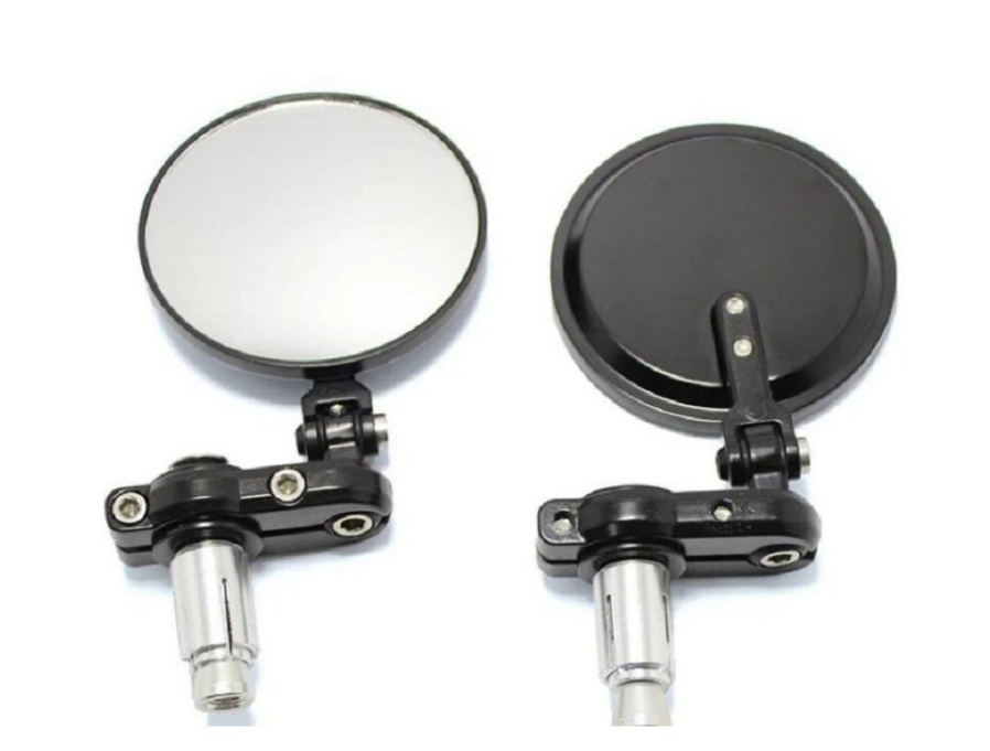 Motorcycle Round Folding Handlebar End Mirrors Motorbike Black Rearview Glass Side Mirror