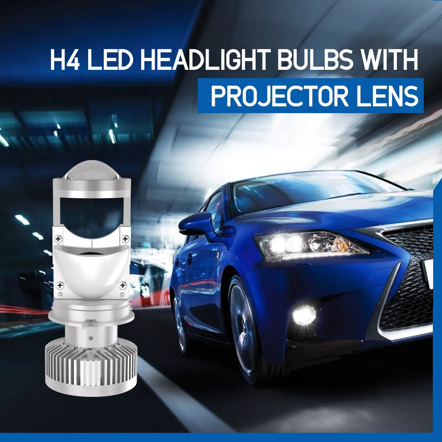 90-30V 10000lm 12000rpm H4 LED Headlight Projector Lens