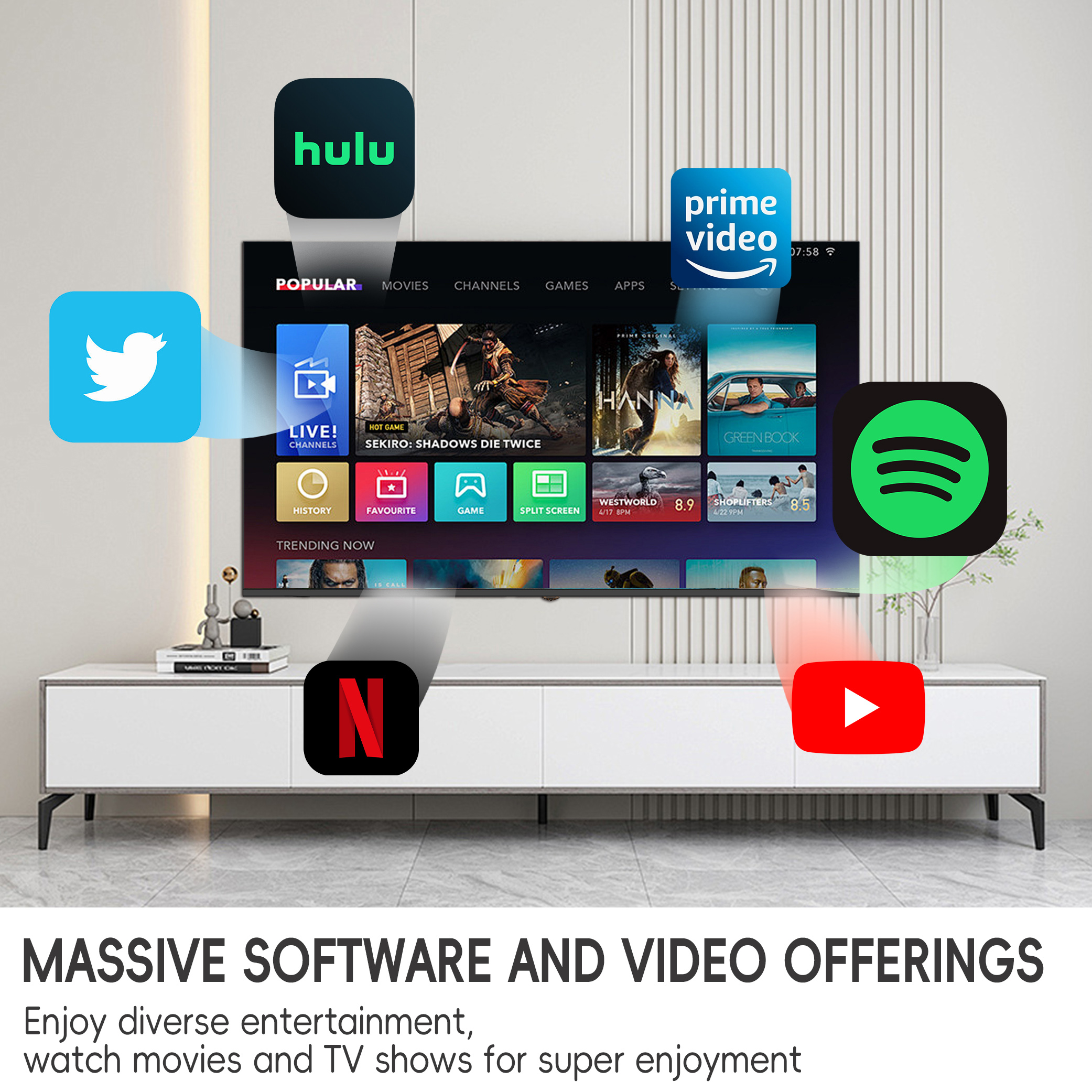 70-дюймовый 4K QLED смарт-телевизор WebOS, безрамочный, для кинотеатра (доступны размеры: 32, 43, 50, 55, 60, 65, 75, 85 дюймов)