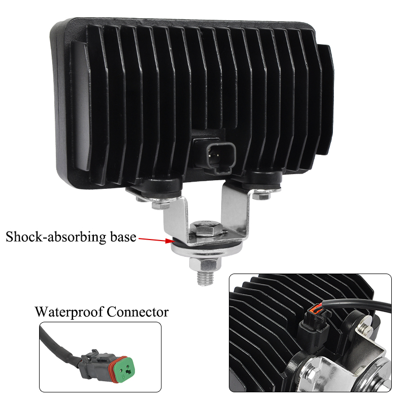 6" 45W Square Spot Flood LED Work Light for Excavator Tractor Harvester Mower Crane, Car Offroad 4X4 SUV Truck Roof Auxiliary Driving Lamp