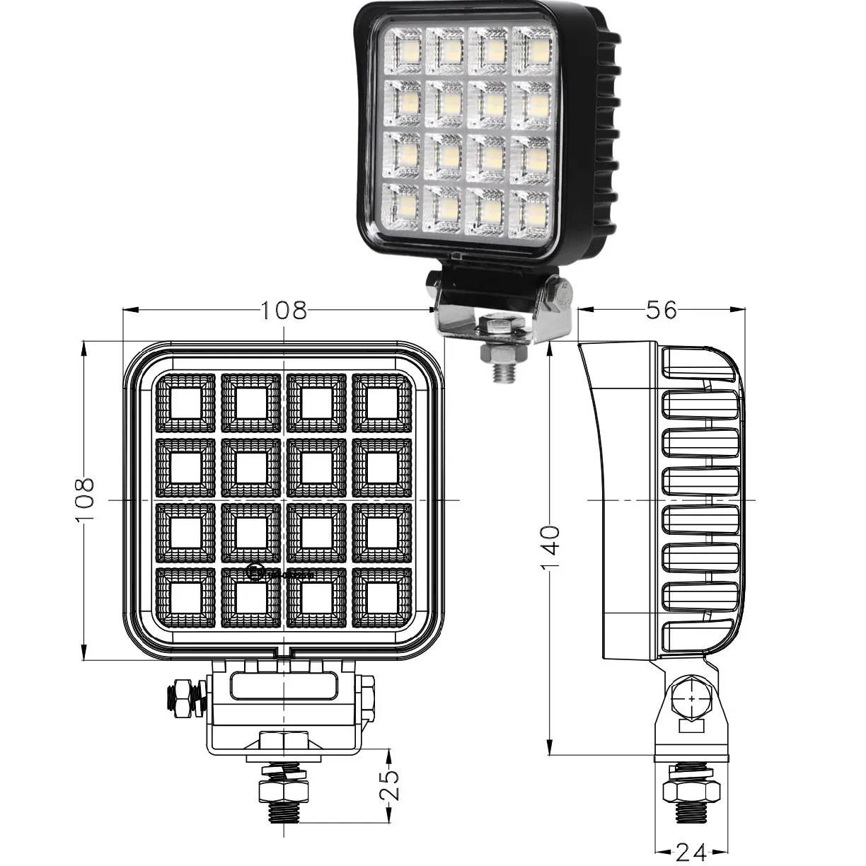 Светодиодная фара для грузовика 24В, противотуманная и рабочая