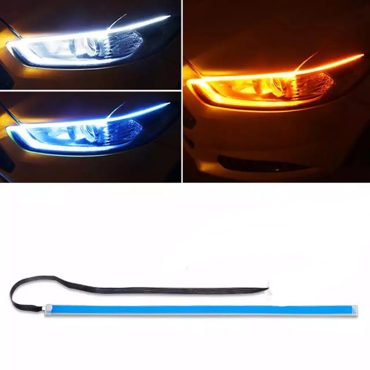 30cm 45cm 60cm Ultra-Thin Car LED Daytime Running Strip Light Soft Tube LED Strips Colorful Water Light Guide Car Light Strips