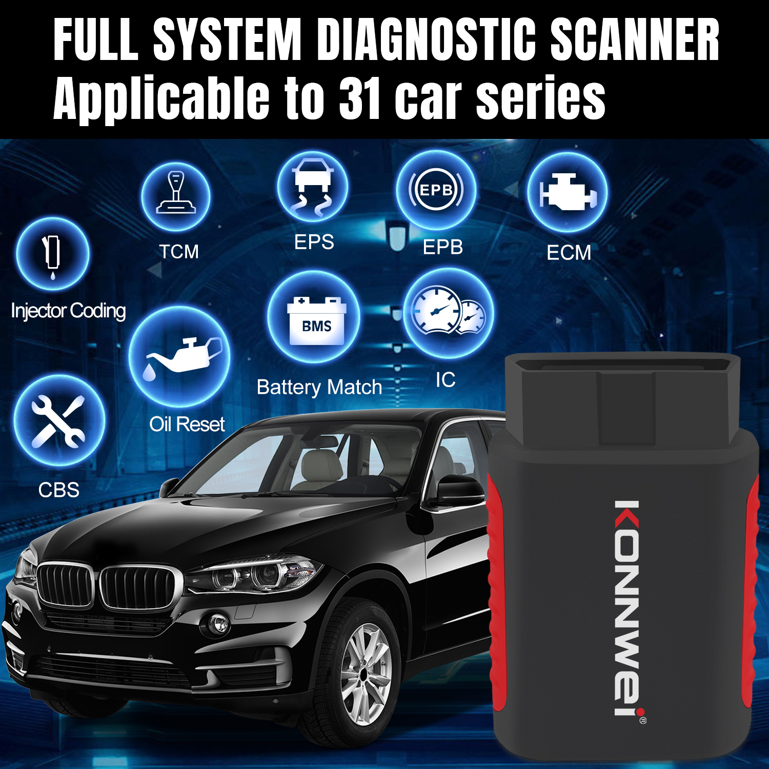 Bluetooth-диагностический сканер OBD2 DiagKonnwei KDiag для нескольких автомобилей с EasyDiag