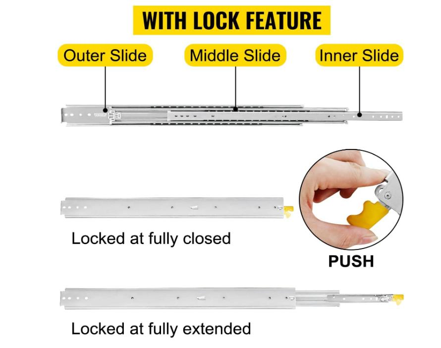 76mm Wide 60inch with Lock Heavy Duty Slide