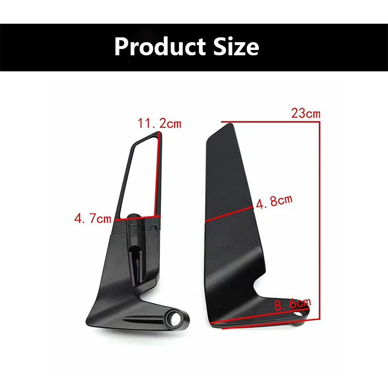 Aluminum Alloy Universal Multi-Angle Adjustable Aerodynamic Wing Mirrors for Motorcycles Square Blade Rearview Side Mirrors