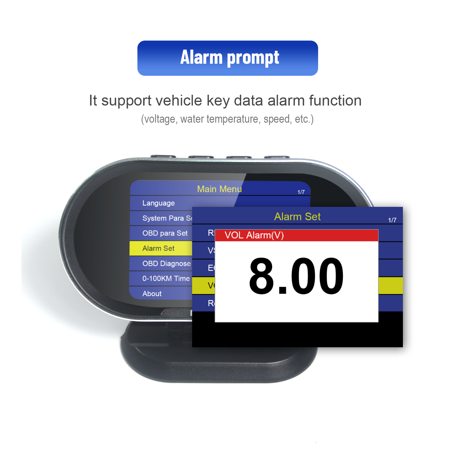 Цифровой датчик температуры и скорости Konnwei KW206 HUD OBD