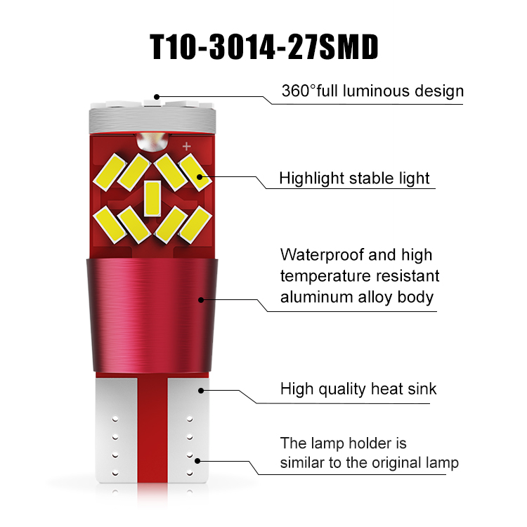 Светодиодная лампа BKR T10 194 W5W для салона авто