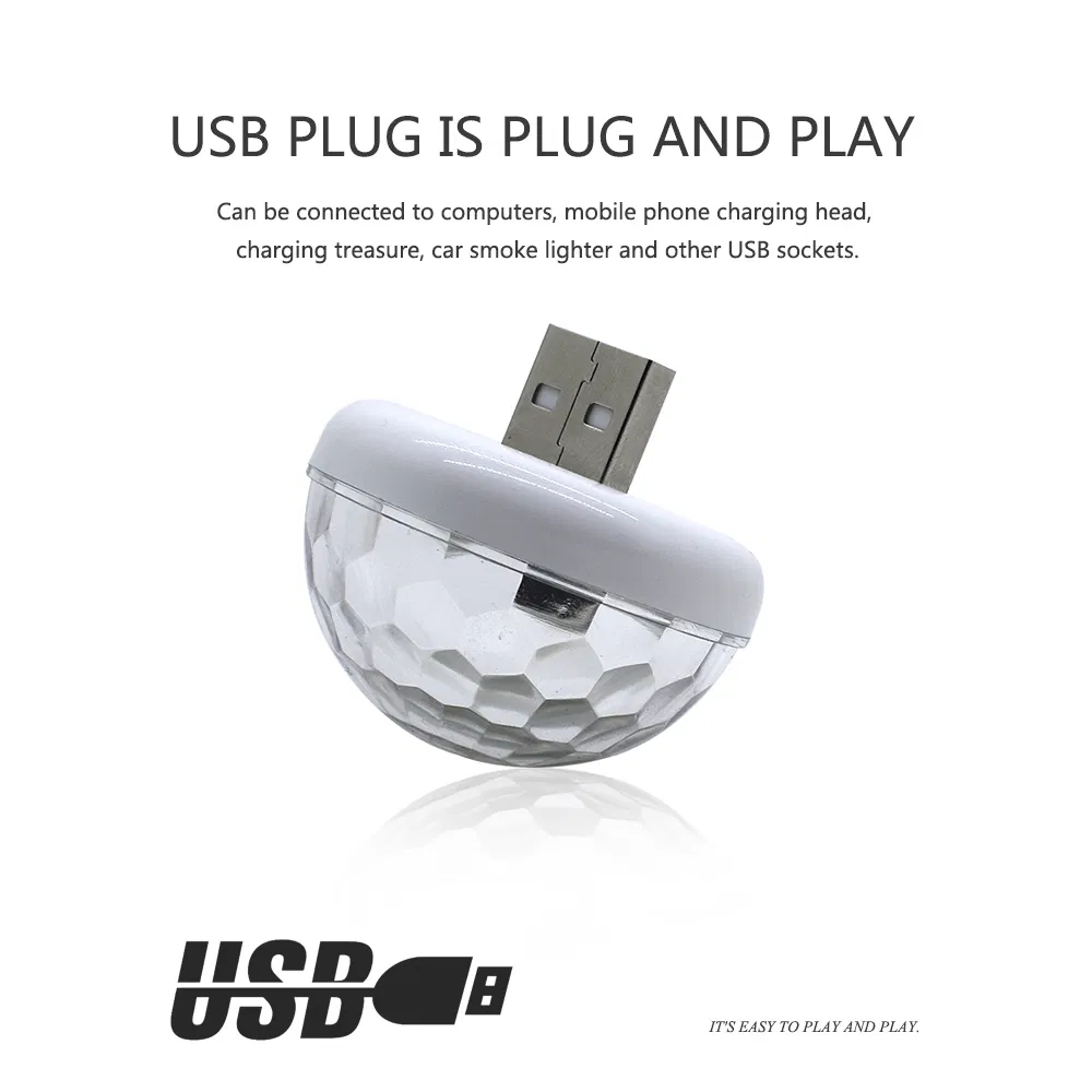 USB светодиодная диско-шар лампа для авто и дома