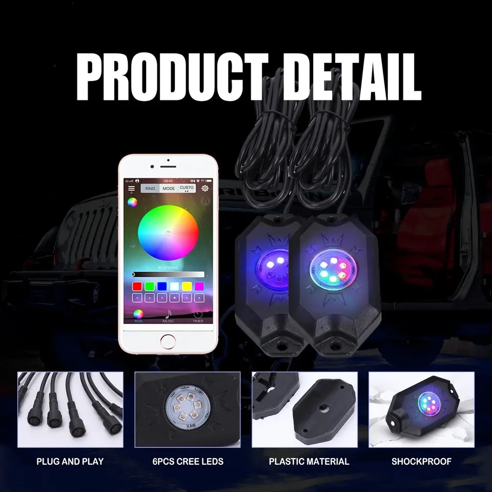LED Car Decorative RGB Mini Pod LED Rock Light