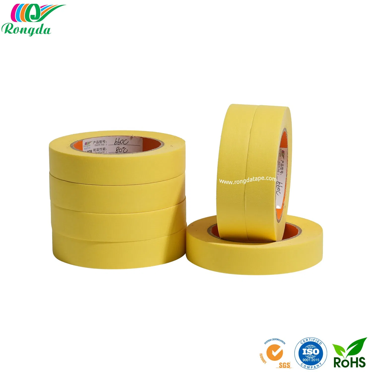 Automotive Masking Tape Natural Rubber Yellow