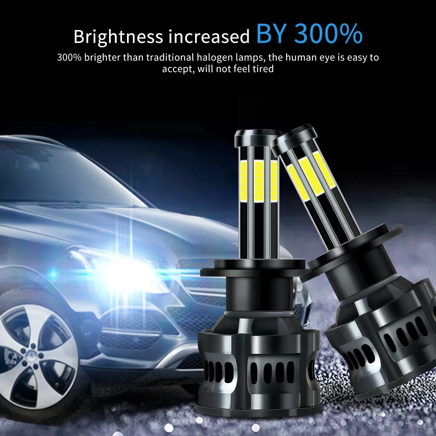 Auto Lighting System 8 Sides COB Chips LED Car Light LED Headlight LED Bulb 100W 12000lm H11 H7 H4 9005 9006 3000K 6000K 8000K Luces LED Work Light