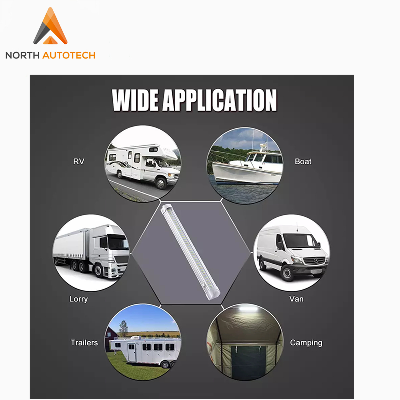 12V/24V 13 Inch LED Light Strip LED Light Bar LED Interior Light with on/off Switch 108 LEDs Strip Light