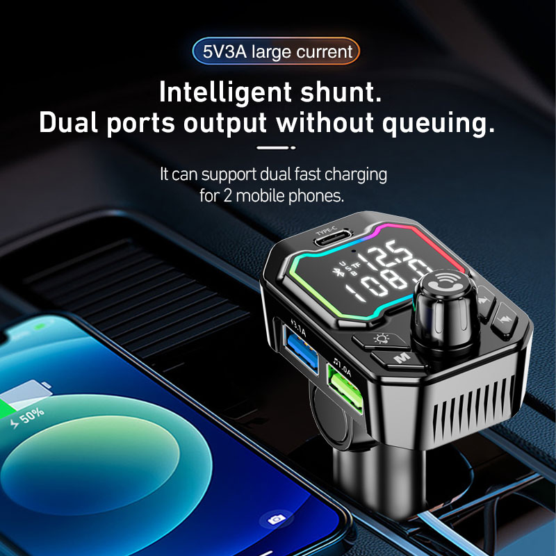 Портативный автомобильный FM-передатчик BT5.0 с MP3 плеером и Hands-Free
