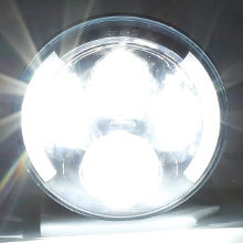 7 Inch LED Moto Headlight Round White Amber Halo Ring