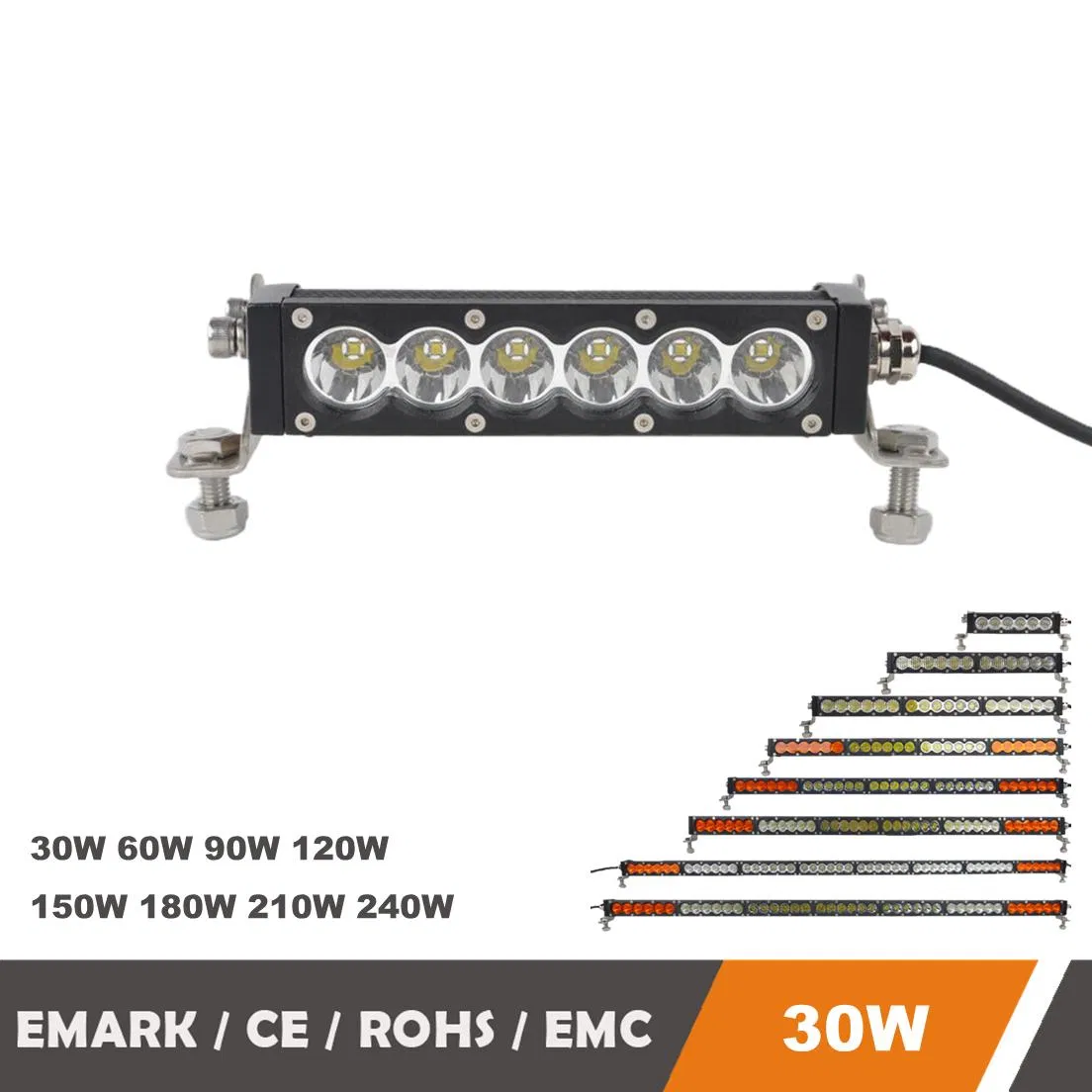 30W 7" E-MARK LED Spot Light LED Light Bar with DC Volt for Pickup