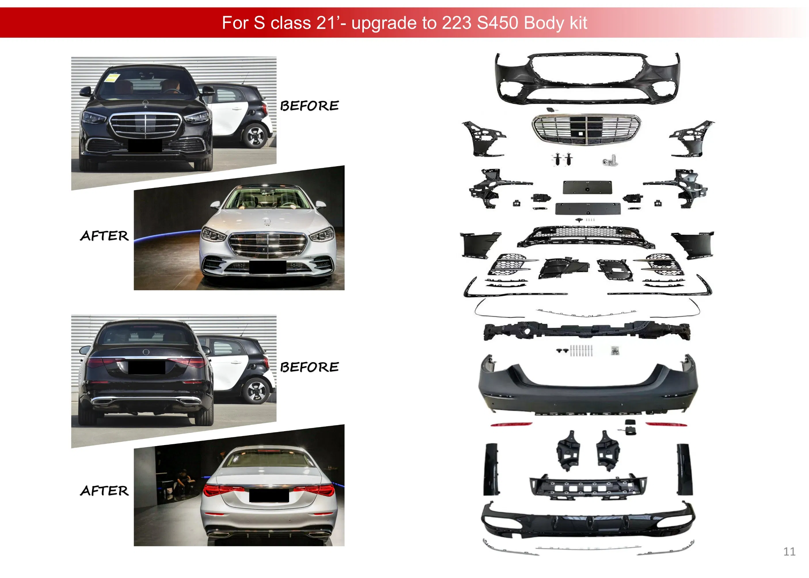 Sport Bumper Body Kit for Gle350 Upgrade to Gle450 167 2021 with Front Grille