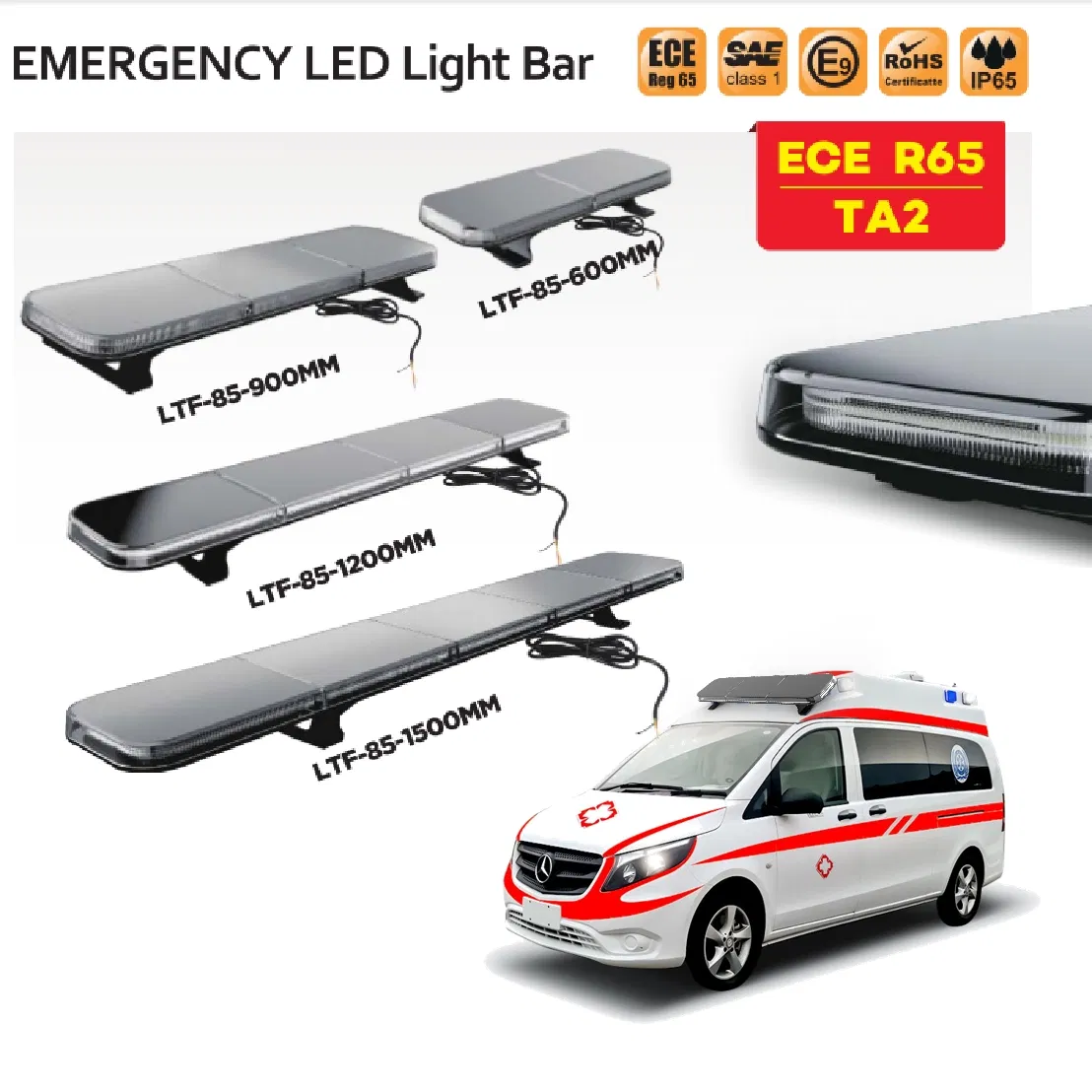 New Design 1500mm Ambulance Roof Top Amber Emergency Flashing LED Warning Strobe Lightbar