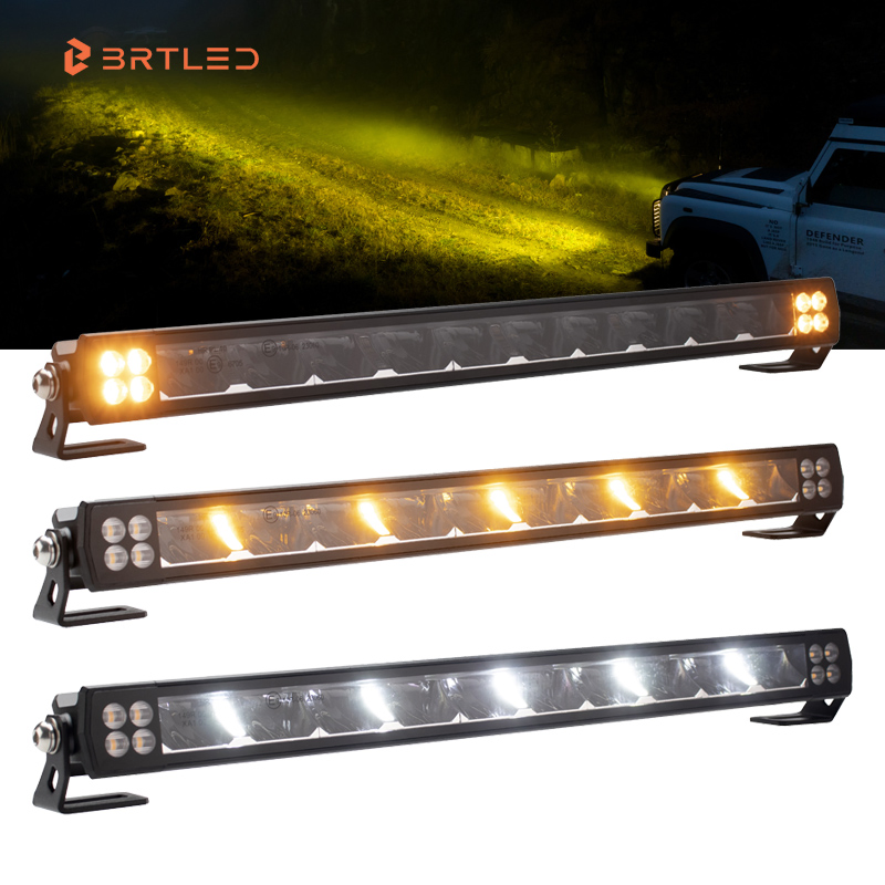 Brtled 12V Warning LED Bar Yellow White 100W Slim Offroad Light Bar